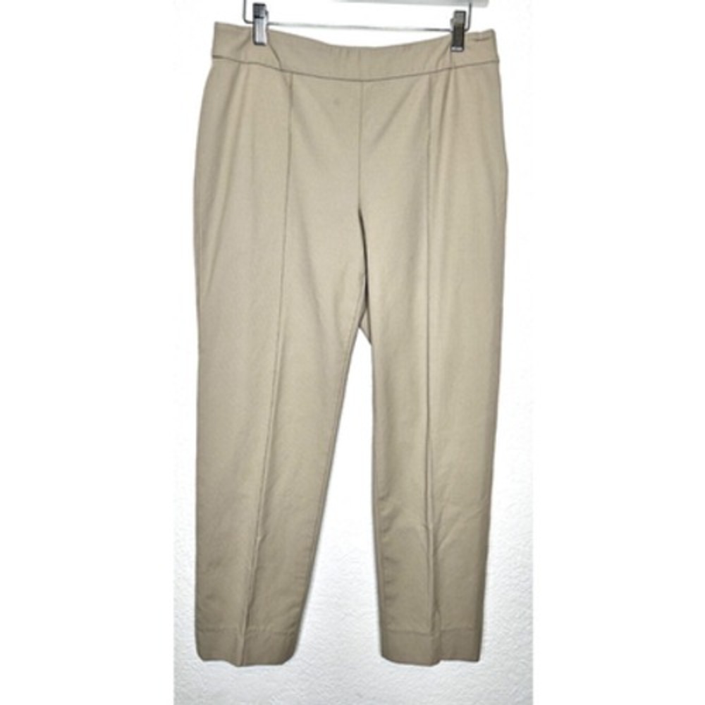 St John Emma Pants Womens 8 Beige Khaki Ankle‎ Crop Cotton Twill Capri Trousers